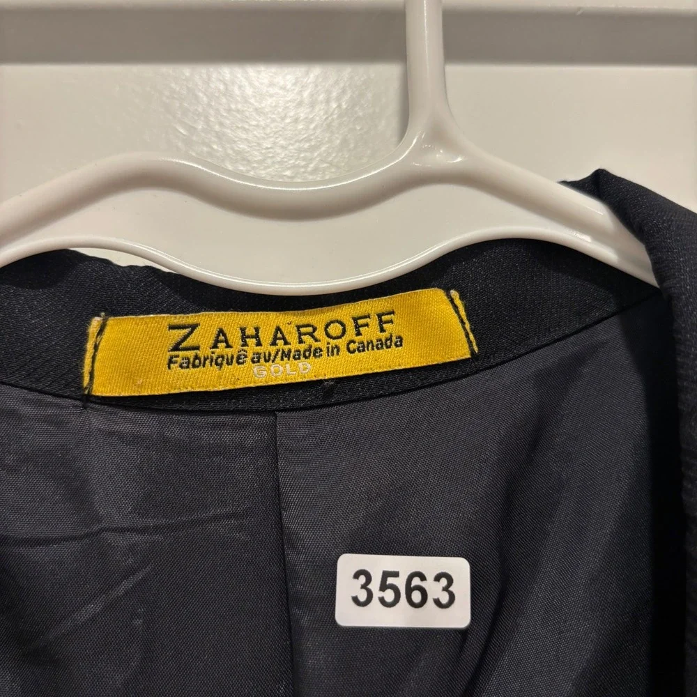 Zaharoff Gold Mens 44R Blazer Navy Blue 100% Wool Herringbone Sport Coat Canada